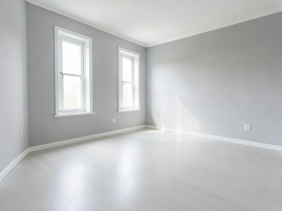 A clean, empty residential room after professional remediation work is complete